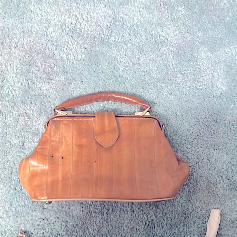 Vintage eel skin clutch with strap to make it a cross body